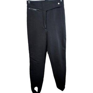 Vintage Profile Womens Ski Snow Pants‎ Size 10 Reg Black Stirrup Zipper Pocket